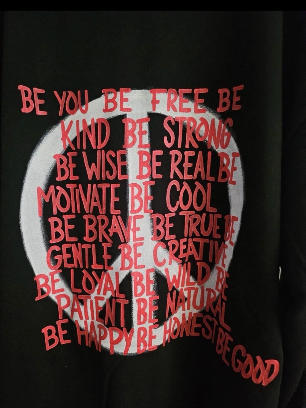 Wren and Glory Black Sweatshirt with red Text and White Peace Graphic *rare*